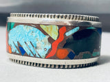 Incredible Brownbear Vintage Turquoise Sterling Silver Inlay Bracelet-Nativo Arts