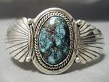 Very Important Vintage Native American Navajo Last Chance Turquoise Sterling Silver Bracelet Old-Nativo Arts