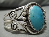 Superior Vintage Native American Navajo Carico Lake Turquoise Sterling Silver Bracelet Old-Nativo Arts