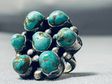 Mind Boggling Vintage Native American Navajo #8 Turquoise Sterling Silver Ring-Nativo Arts