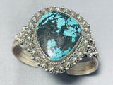 One Of The Largest Teardrop Turquoise Vintage Native American Navajo Sterling Silver Bracelet-Nativo Arts