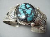Intense Spiderweb Turquoise Vintage Native American Navajo Sterling Silver Bracelet-Nativo Arts