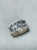 Horse In The Desert Vintage Native American Navajo Sterling Silver Ring-Nativo Arts