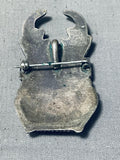Unique Vintage Native American Zuni Turquoise Sterling Silver Pin/ Pendant-Nativo Arts