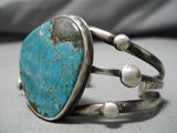 Important Vintage Native American Navajo #8 Turquoise Sterling Silver Bracelet Old-Nativo Arts