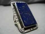 Native American Important Francisco Gomez Lapis Sterling Silver Huge Ring Old-Nativo Arts