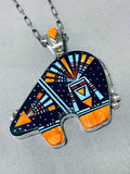 One Of The Most Detailed Native American Navajo Turquoise Inlay Sterling Silver Necklace-Nativo Arts
