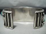 Rare Earlier Signed Vintage Native American Navajo Green Turquoise Sterling Silver Bracelet-Nativo Arts