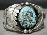 Very Rare Vintage Native American Navajo Basalt Turquoise Sterling Silver Bracelet Old-Nativo Arts