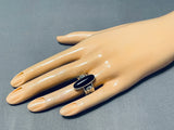 Authentic Vintage Native American Navajo Ben Begaye (d) Sterling Silver Onyx Ring-Nativo Arts