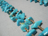 Striking Vintage Native American Navajo Blue Gem Turquoise Heishi Necklace Old-Nativo Arts