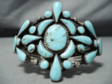 Tremendous Vintage Native American Navajo Turquoise Sterling Silver Bracelet Old-Nativo Arts