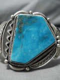 Striking Vintage Native American Navajo Blue Diamond Turquoise Sterling Silver Bracelet Old-Nativo Arts