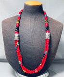 Authentic Singer Native American Navajo Coral Sterling Silver Turquoise Necklace-Nativo Arts