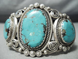 Gigantic Vintage Native American Navajo Old Morenci Turquoise Sterling Silver Bracelet-Nativo Arts
