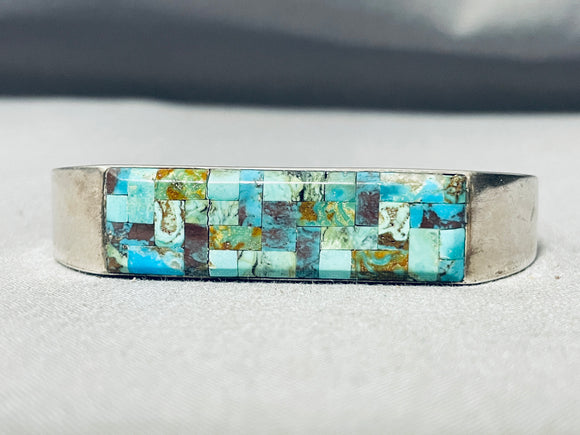 One Of The Most Intricate Vintage Native American Navajo Turquoise Sterling Silver Bracelet-Nativo Arts