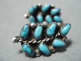 Beautiful Vintage Native American Navajo Turquoise Leaf Sterling Silver Earrings-Nativo Arts