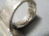Museum Vintage Native American Navajo Turquoise Inlay Sterling Silver Ring-Nativo Arts
