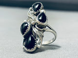 Beautiful Native American Navajo Black Onyx Sterling Silver Ring-Nativo Arts