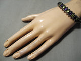 Stunning Vintage Native American Navajo Amethys Citrine Sterling Silver Bracelet Cuff-Nativo Arts