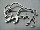 Picturesque Vintage Native American Navajo Sterling Silver Buffalo Pin Old-Nativo Arts