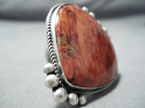 One Of A Kind Native American Navajo Spiny Oyster Shell Sterling Silver Heart Ring-Nativo Arts