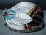 Expressive Vintage Native American Zuni Turquoise Sterling Silver Bracelet Old-Nativo Arts