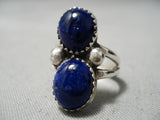 Important Vintage Navajo Lapis Sterling Silver Ring Old Native American-Nativo Arts