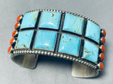 One Of The Most Unique Ever Native American Navajo Squared Turquoise Sterling Silver Bracelet-Nativo Arts