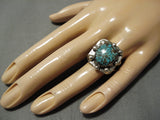 Museum Quality Vintage Native American Navajo Spiderweb Turquoise Sterling Silver Ring Old-Nativo Arts