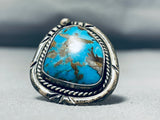 Astonishing Vintage Native American Navajo Kingman Turquoise Sterling Silver Ring-Nativo Arts