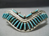 Eye-catching Vintage Native American Navajo Turquoise Sterling Silver Bracelet Old-Nativo Arts