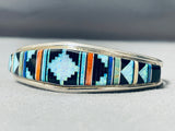 Expert Intricacy Vintage Native American Zuni Turquoise Opal Sterling Silver Bracelet-Nativo Arts