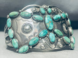 Best Early 1900's Vintage Native American Navajo Carico Lake Turquoise Sterling Silver Bracelet-Nativo Arts