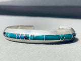 Thicker Nakai Vintage Native American Navajo Turquoise Inlay Sterling Silver Bracelet-Nativo Arts