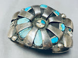 Most Unique Vintage Native American Zuni Turquoise Face Sterling Silver Bracelet-Nativo Arts