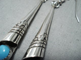 Fabulous Native American Navajo Sleeping Beauty Turquoise Sterling Silver Earrings-Nativo Arts
