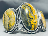 Best 3 Stone Honeybee Jasper Vintage Native American Navajo Sterling Silver Bracelet-Nativo Arts