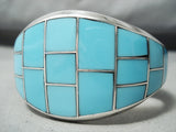 Benny Touchine Vintage Native American Navajo Turquoise Inlay Sterling Silver Bracelet-Nativo Arts