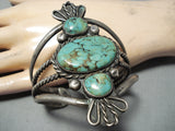 Towering Tripe Stone Vintage Native American Navajo Royston Turquoise Sterling Silver Bracelet-Nativo Arts