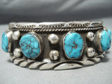 Astonishing Vintage Native American Navajo Old Kingman Turquoise Sterling Silver Bracelet-Nativo Arts