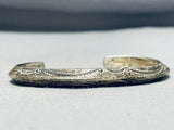 Impressive Vintage Native American Navajo Sterling Silver Handstamped Solid Bracelet-Nativo Arts