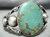 Early Huge Vintage Native American Navajo Royston Turquoise Coiled Sterling Silver Bracelet-Nativo Arts