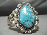 Substantial Vintage Native American Navajo Gilbert Turquoise Sterling Silver Bracelet-Nativo Arts