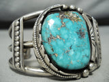 Authentic Vintage Native American Navajo Carico Lake Turquoise Sterling Silver Bracelet-Nativo Arts