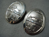 Superb Navajo Sterling Silver Storyteller Earrings Native American-Nativo Arts