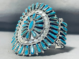 Tremendous Native American Navajo Huge Turquoise Cluster Sterling Silver Tommy Lowe Bracelet-Nativo Arts