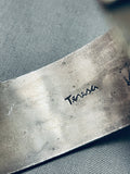 Teresa Signed Vintage Native American Navajo Quadrant Inlay Sterling Silver Turquoise Bracelet-Nativo Arts