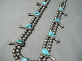 Rare Turquoise Vintage Native American Navajo Sterling Silver Squash Blossom Necklace-Nativo Arts