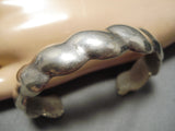 Unique 'Cloud' Vintage Native American Navajo Sterling Silver Hand Tooled Bracelet Old-Nativo Arts